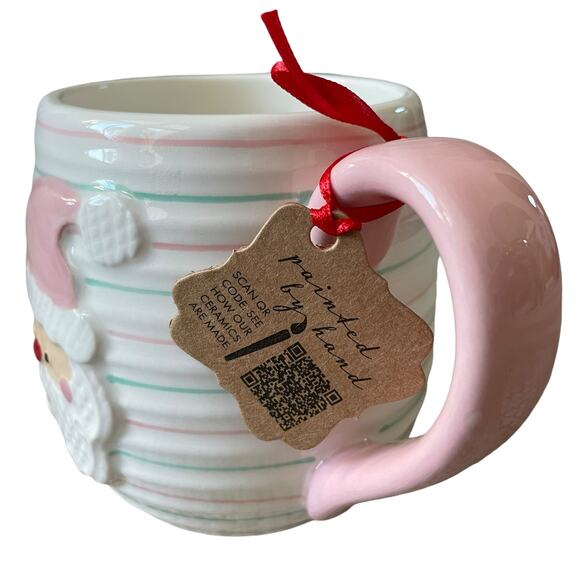 LANG Hand Painted SANTA Mug With Pink And Green Stripes Holiday Classic NEW - Picture 10 of 10